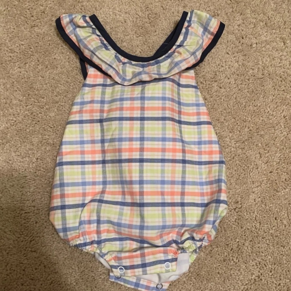 Baby girl plaid bubble romper
